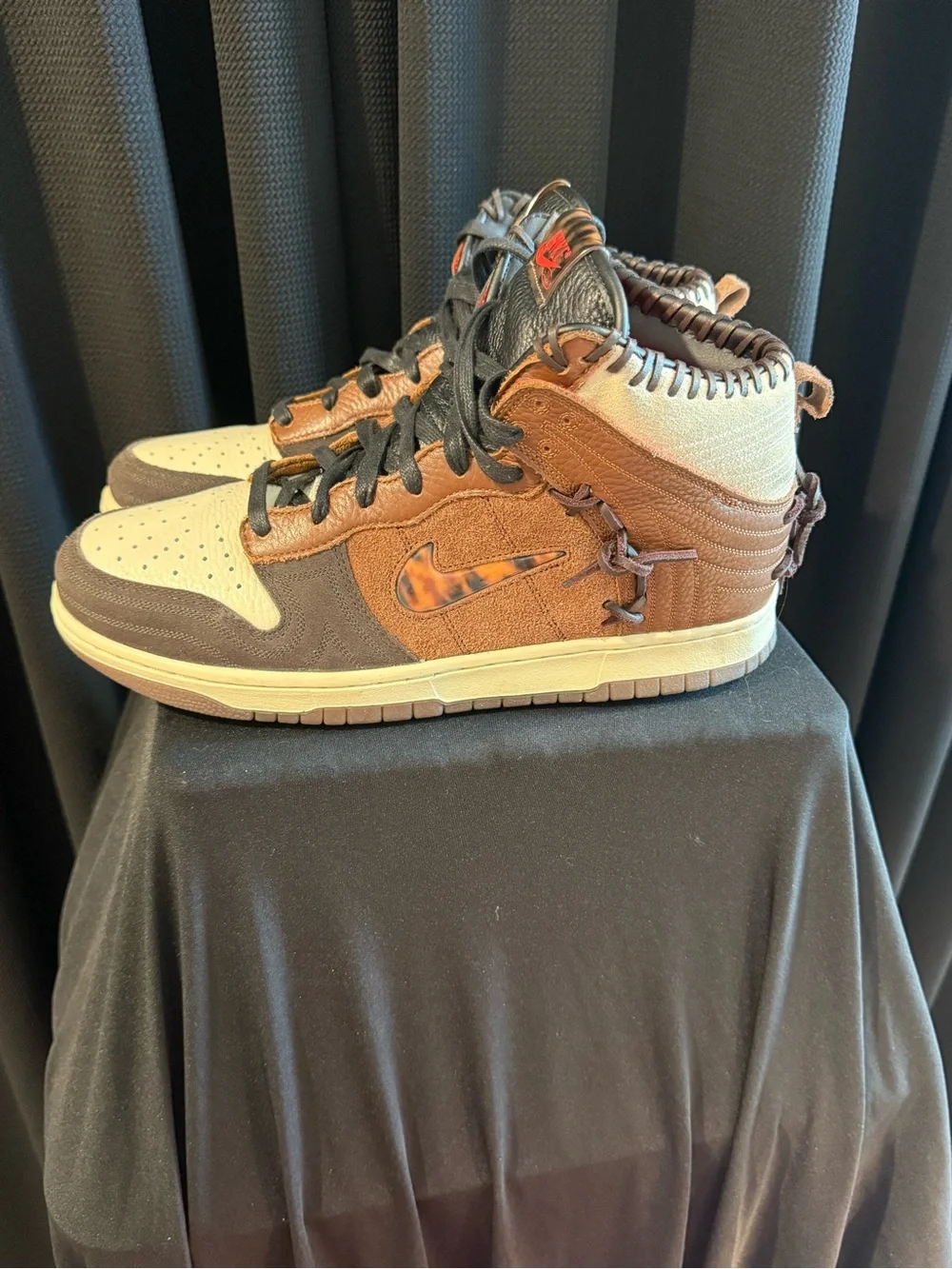 Nike High-Top Sneakers in Black, Brown, and Cream